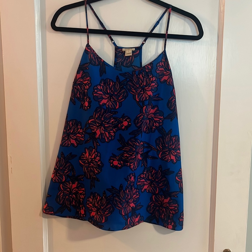 J. Crew Blue and Pink Floral Top
